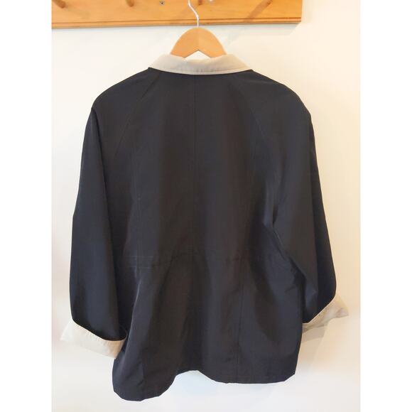 NAUTICA Women's Navy Cream Trench Coat Large Plaid Lining Classic Preppy Style - Picture 2 of 10